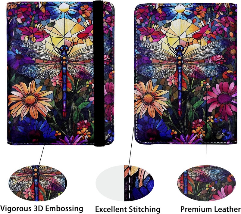 bassyil Passport Holder for Women and Men PU Leather Passport Cover for Travel (Dragonfly) - Image 2